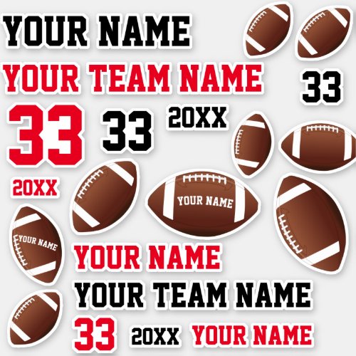 American Football Ball Team Name Number Kids Sticker