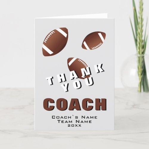 American Football Ball Thank you Coach Card