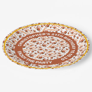 American Football Balls And Inspirational Text Paper Plates