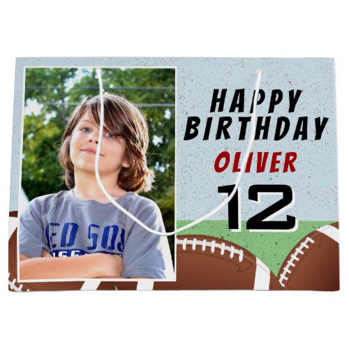 American Football Balls Birthday Photo  Large Gift Bag