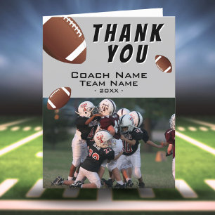 American Football Balls Coach Photo Letterpress Thank You Card