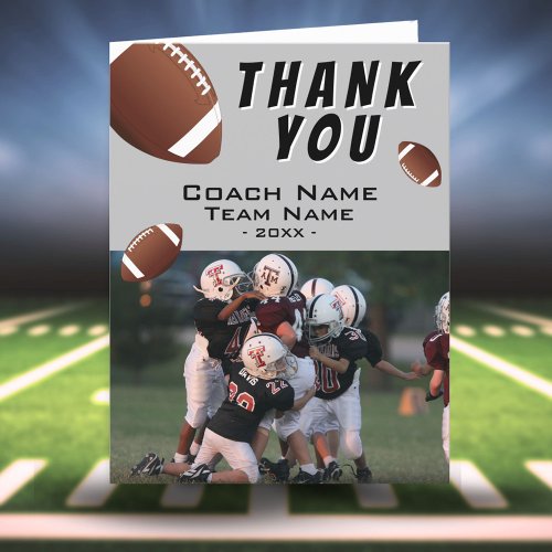 American Football Balls Coach Photo Thank You Card
