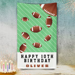 American Football Balls Fun Kids Birthday Party Banner<br><div class="desc">American Football Balls Fun Kids Birthday Party Banner. Fun and modern party banner with footballl balls in different sizes and green background with stripes. Personalize the banner with your name and make a great birthday party banner for a football fan.</div>