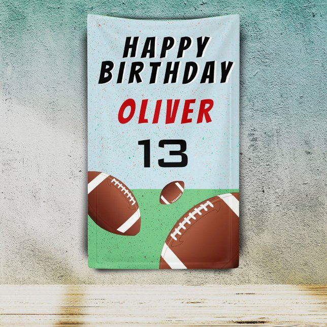 American Football Balls Happy Birthday Party Banner (Creator Uploaded)