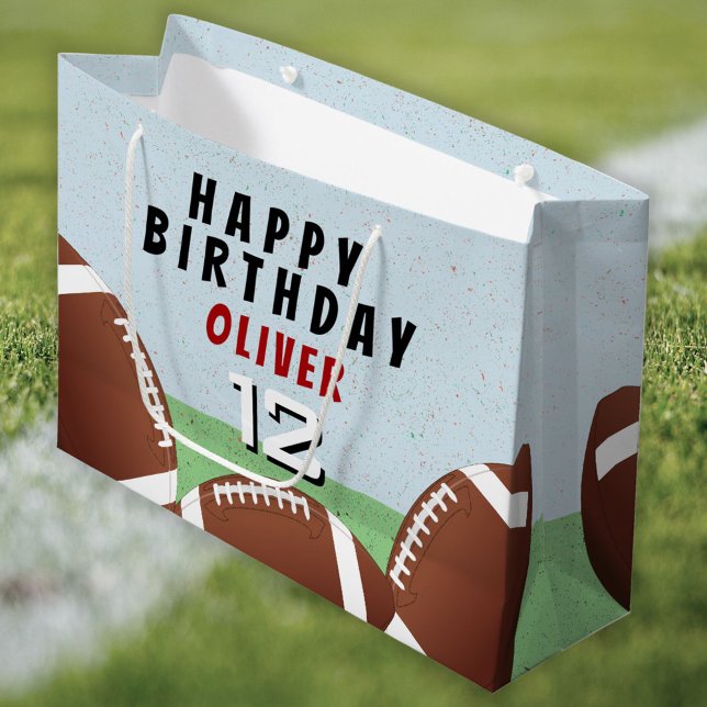 American Football Balls Kids Happy Birthday Large Gift Bag (Creator Uploaded)