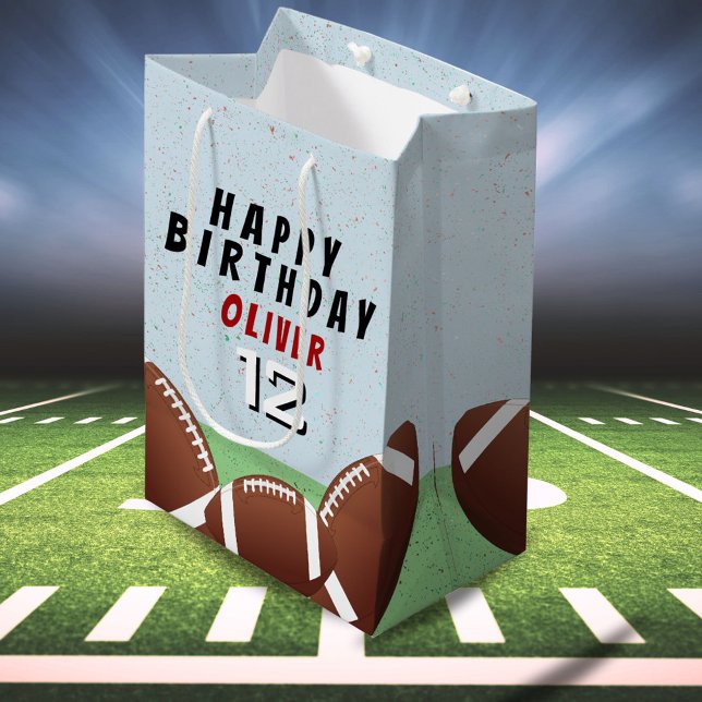 American Football Balls Kids Happy Birthday Medium Gift Bag (Creator Uploaded)