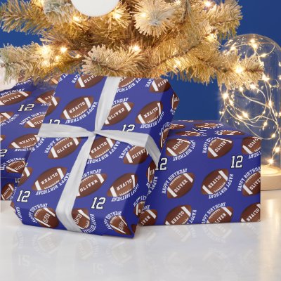 American Football Balls Name Happy Birthday Wrapping Paper