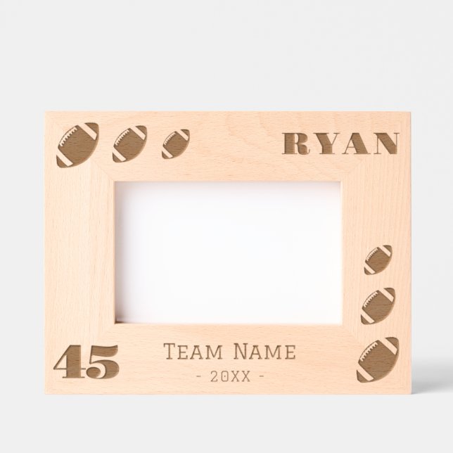 American Football Balls Player Number Team Name  Engraved Frames (Front)