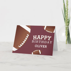 American Football Balls Sports Happy Birthday Kids Card