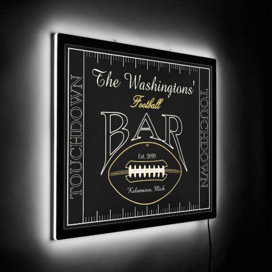 American Football Bar LED Sign for Man Cave (Angle)