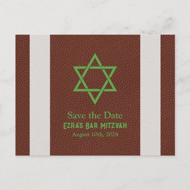 American Football Bar Mitzvah Save the Date Postcard (Front)