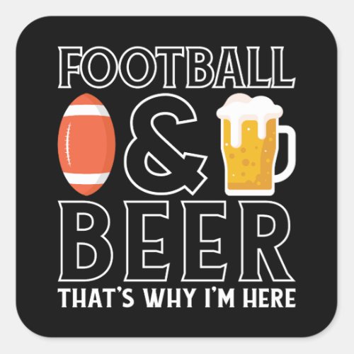 American Football  Beer Lover Funny Square Sticker