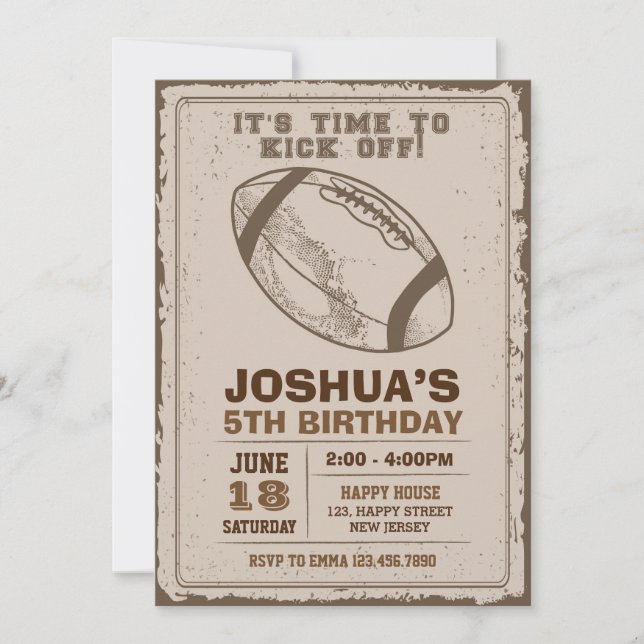 American Football Birthday Invitation (Front)