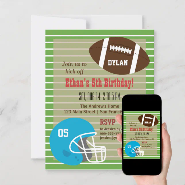 American Football Birthday Party Invitations | Zazzle