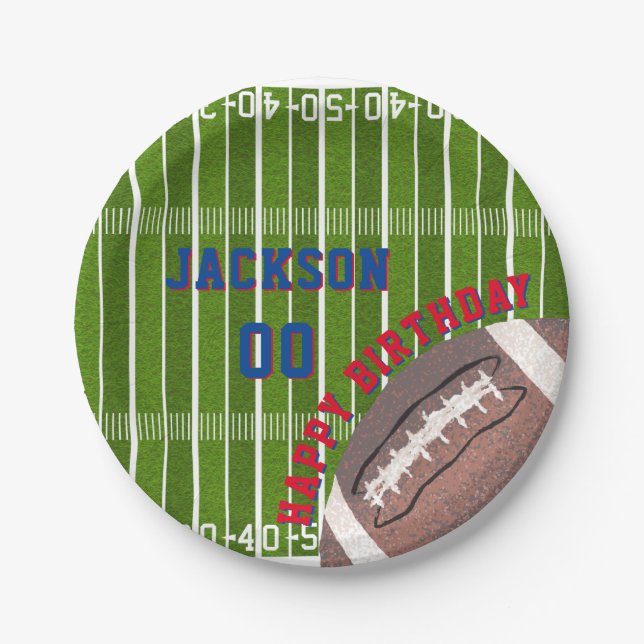American Football Birthday Party Paper Plates (Front)