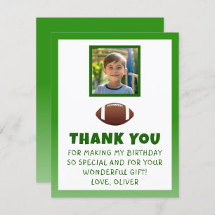 American Football Birthday Photo Thank You Card