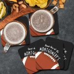 American Football Black Square Paper Coaster<br><div class="desc">Customizable paper coasters feature an American football on black and the words "It's Game Day!" along with your last name. MORE colors and matching items in our store.</div>
