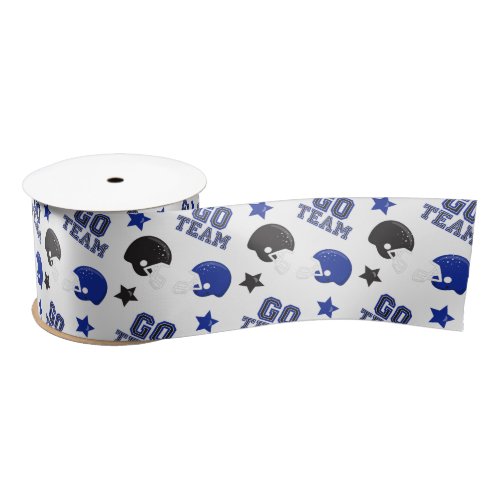 American Football Blue and Black Patterns Satin Ribbon