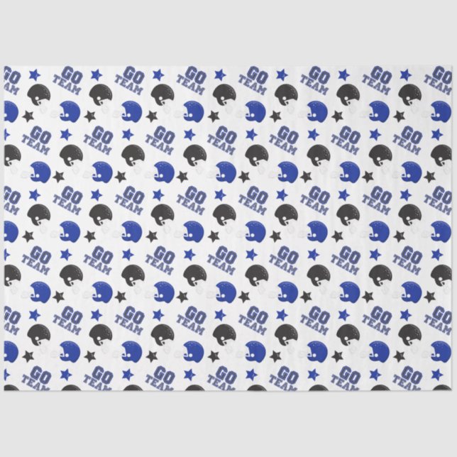 American Football Blue and Black Patterns Tissue Paper (Front)