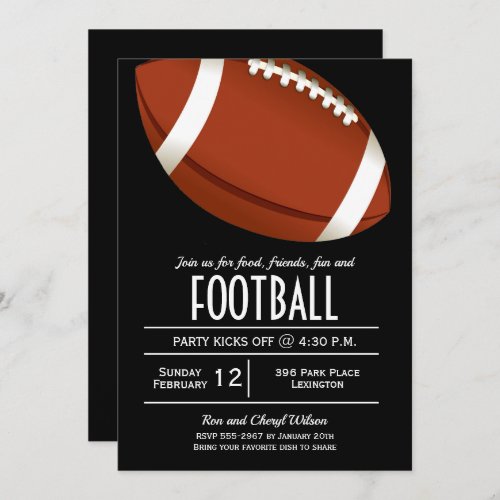 American Football Bowl Game Party Invitations
