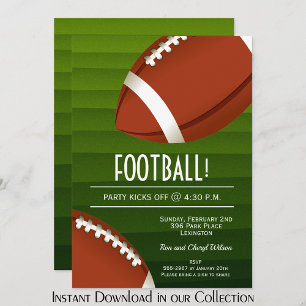American Football Bowl Game Party Invitations