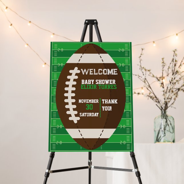 American Football Brown & Green Color Baby Shower Foam Board (In Situ (Stand))