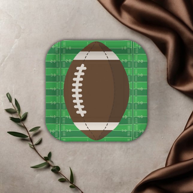 American Football Brown & Green Color Baby Shower Paper Plates (Creator Uploaded)