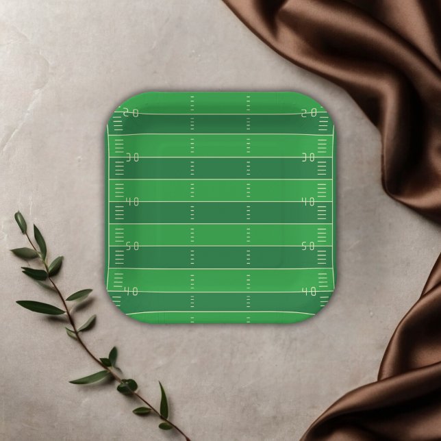 American Football Brown & Green Color Baby Shower Paper Plates (Creator Uploaded)