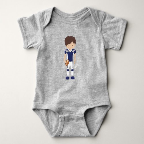 American Football Brown Hair Cute Boy Rugby Baby Bodysuit