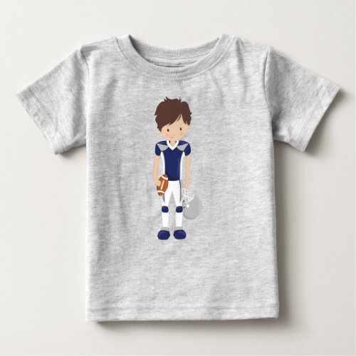 American Football Brown Hair Cute Boy Rugby Baby T_Shirt