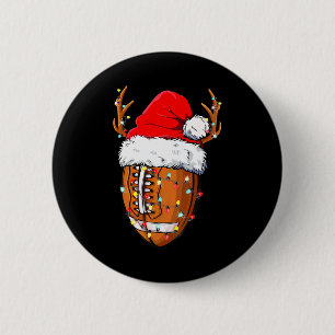 American Football Christmas Football Santa Hat Spo Button