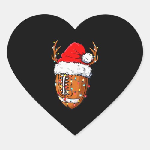 American Football Christmas Football Santa Hat Spo Heart Sticker