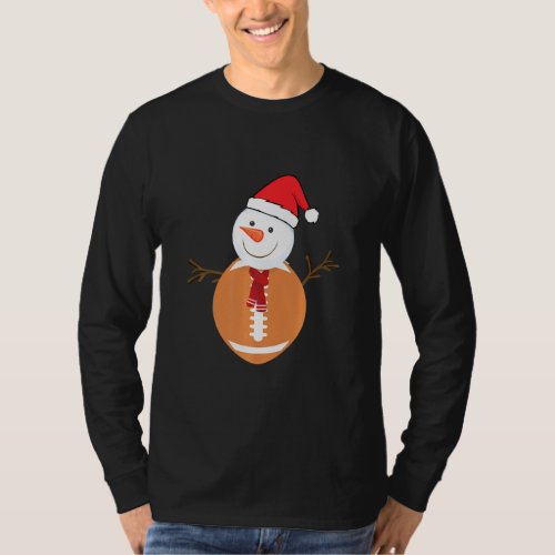American Football Christmas Snowman With Hat And S T_Shirt