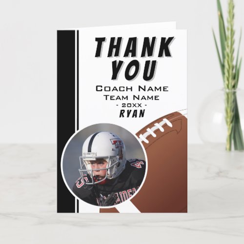 American Football Coach Football Ball Black Photo Thank You Card