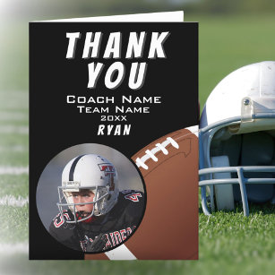 American Football Coach Football Ball Photo Thank You Card