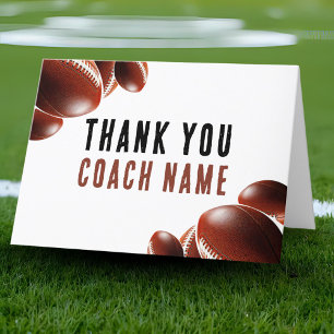 American Football Coach Name  Letterpress Thank You Card