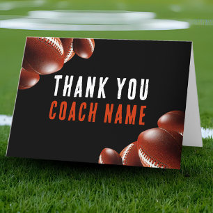 American Football Coach Name  Letterpress Thank You Card
