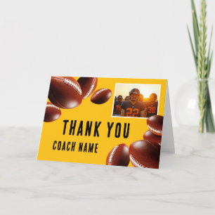 American Football Coach Name Photo Letterpress Thank You Card