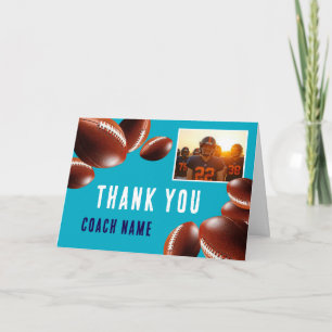American Football Coach Name Photo Letterpress Thank You Card