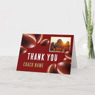 American Football Coach Name Photo Letterpress Thank You Card