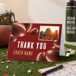 American Football Coach Name Photo Thank You Card