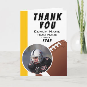 American Football Coach Team Player Letterpress Thank You Card