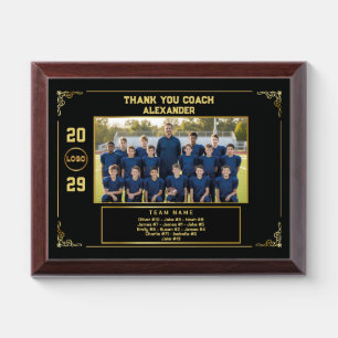 American Football Coach Thank You with Team Photo Award Plaque