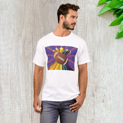 American Football Color Rays Mens T_Shirt