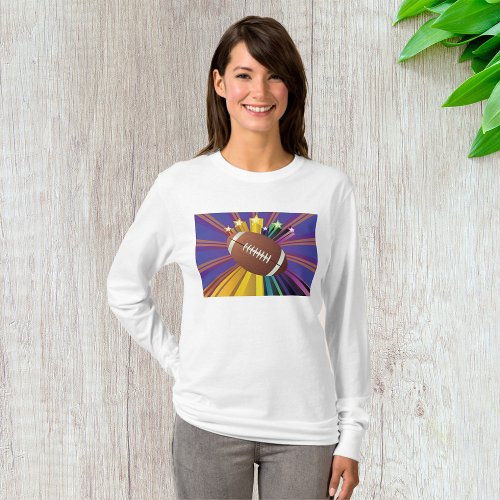 American Football Color Rays Womens Long_Sleeve T_Shirt