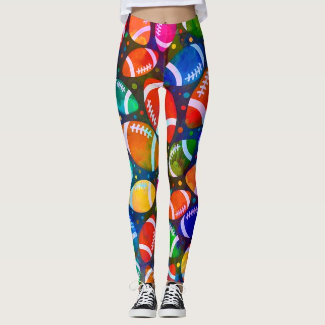 American Football Colorful pattern Leggings (Front)
