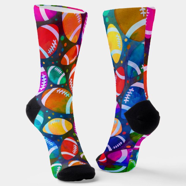 American Football Colorful pattern Socks (Angled)