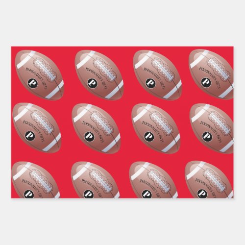 American Football Custom Monogram Name Wrapping Paper Sheets