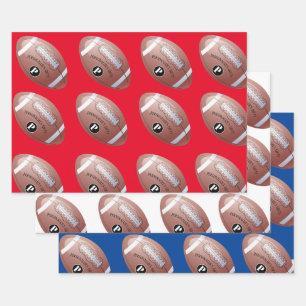 American Football Custom Monogram Name Wrapping Paper Sheets