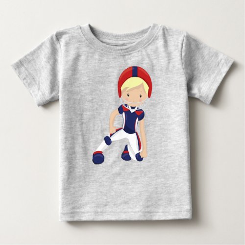 American Football Cute Boy Blond Hair Rugby Baby T_Shirt